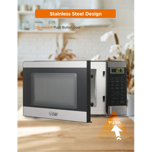 Commercial Chef 0.7 Cubic Foot Microwave with 10 Power Levels,Stainless